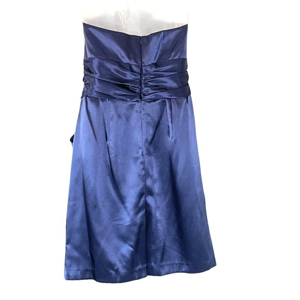 David's Bridal Charmeuse Sheath Navy Blue Style # 83707 - Picture 4 of 8